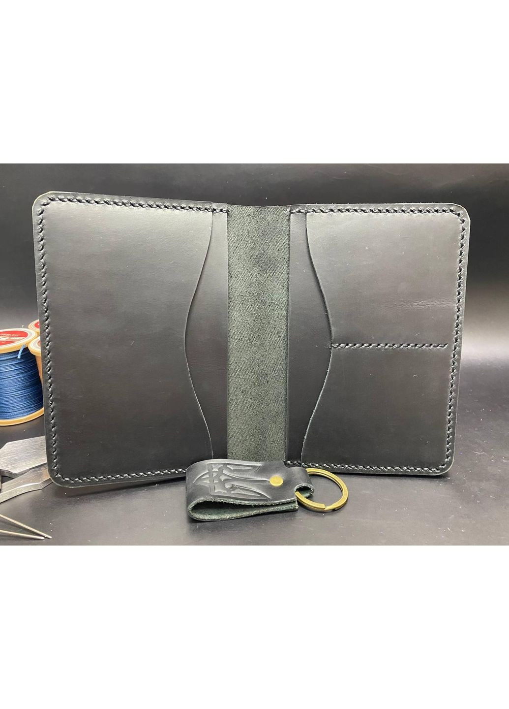 Портмоне для документов с гербом из натуральной кожи. Обложка для паспорта. Докхолдер Черный цвет No Brand (356508863)