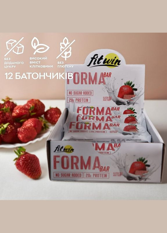 Батончик Forma Bar 33%, 12x60 грамм Клубника FitWin (322209243)