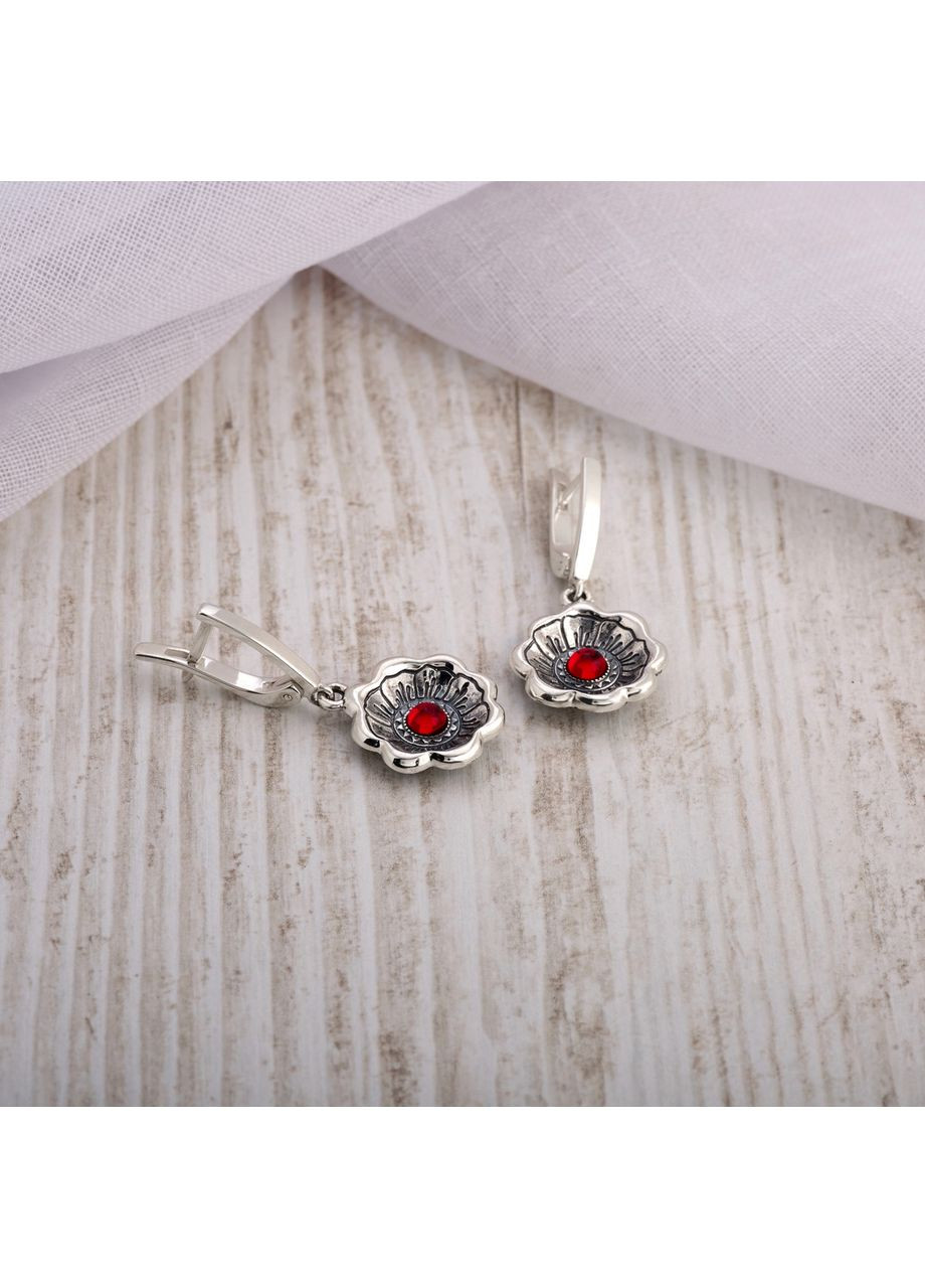 Сережки срібні з квітками Калачик 925 Skifska Etnika (364202533)