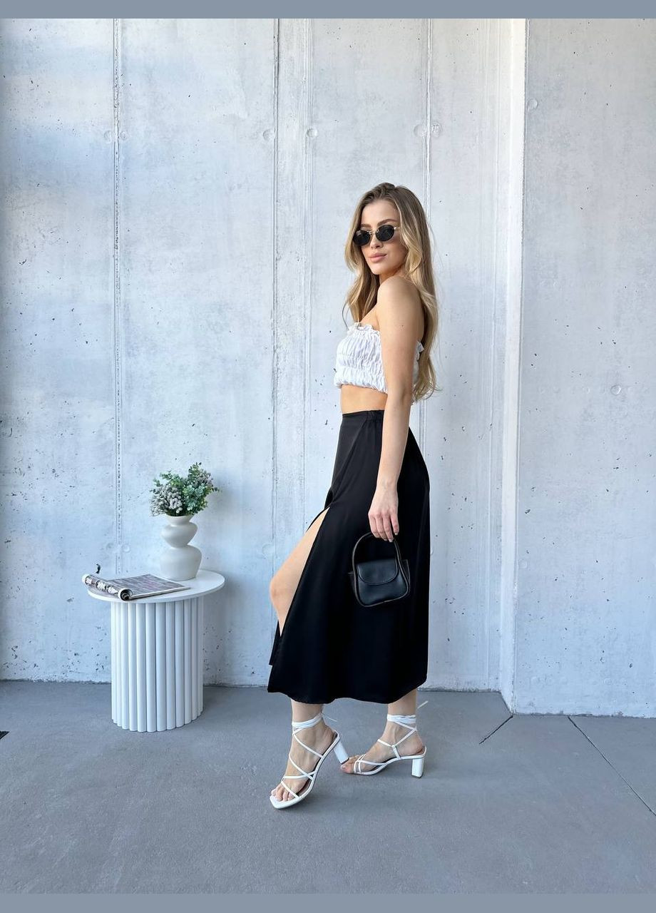 Черная кэжуал однотонная юбка INLABEL