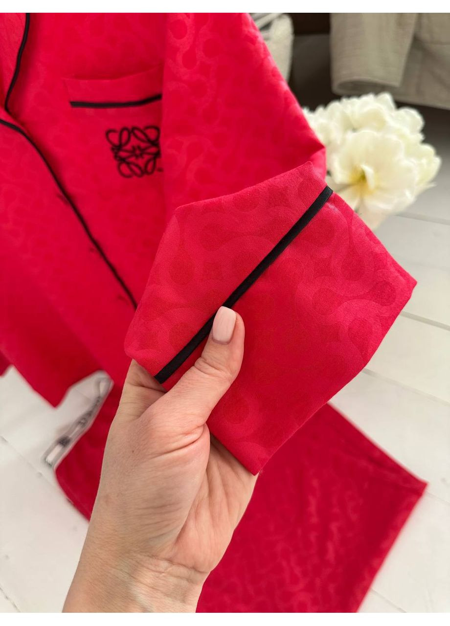 Красная всесезон женская пижама красный рубашка + брюки Vital-Textile 1274