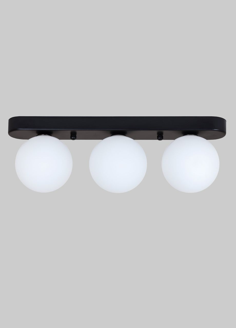 Тройной светильник с 3 шаровидными плафонами "Glass Trio Light"((61-X100F-3 BK+CLWH (380)) No Brand (370069971)