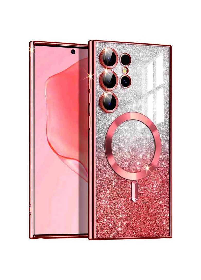 Чехол с блесками, защитными линзами на камеру и MagSafe для Samsung Galaxy S22 Ultra Epik (300523007)