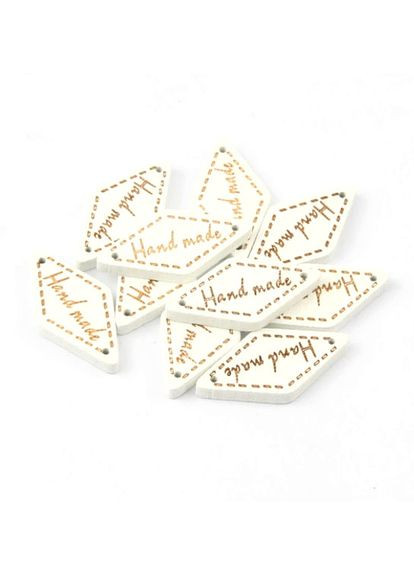 Бирка деревянная Hand made, 13х28 мм, белая No Brand (341730815)