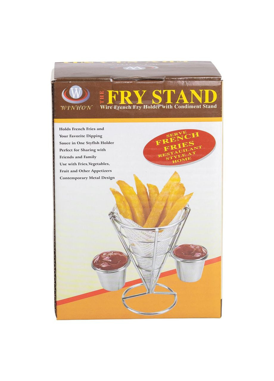 Кошик конусний для картоплі фрі з соусниками 15×15×13,5 см Сірий Zhongjing (360456900)