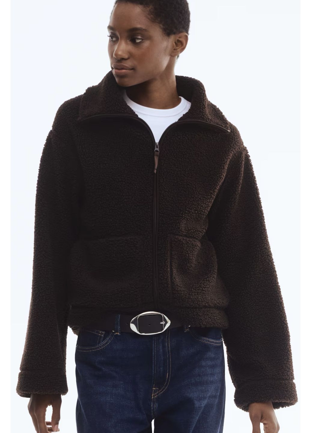 Коричнева демісезонна куртка без підкладки H&M Тедді