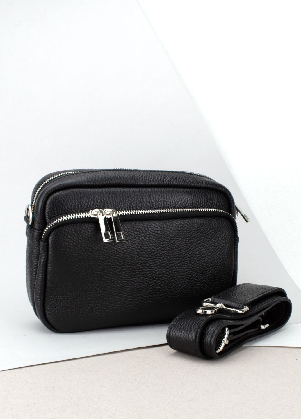 Сумка женская кожаная через плечо 03283 на 2 отделения черная Virginia Conti (301765864)