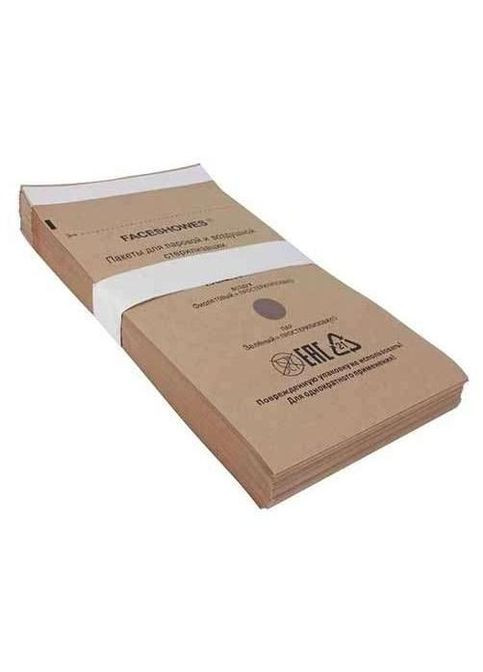 Крафт пакети Faceshowes для парової та повітряної стерилізації 75*150 мм, упаковка 100 шт No Brand (302728903)