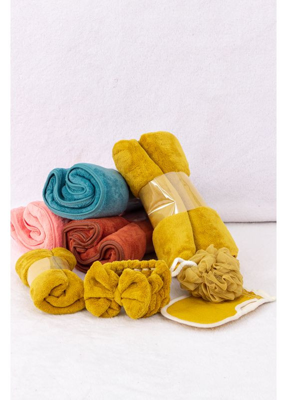 Комплект лазневий (p-16094) Носи своє однотонний гірчичний