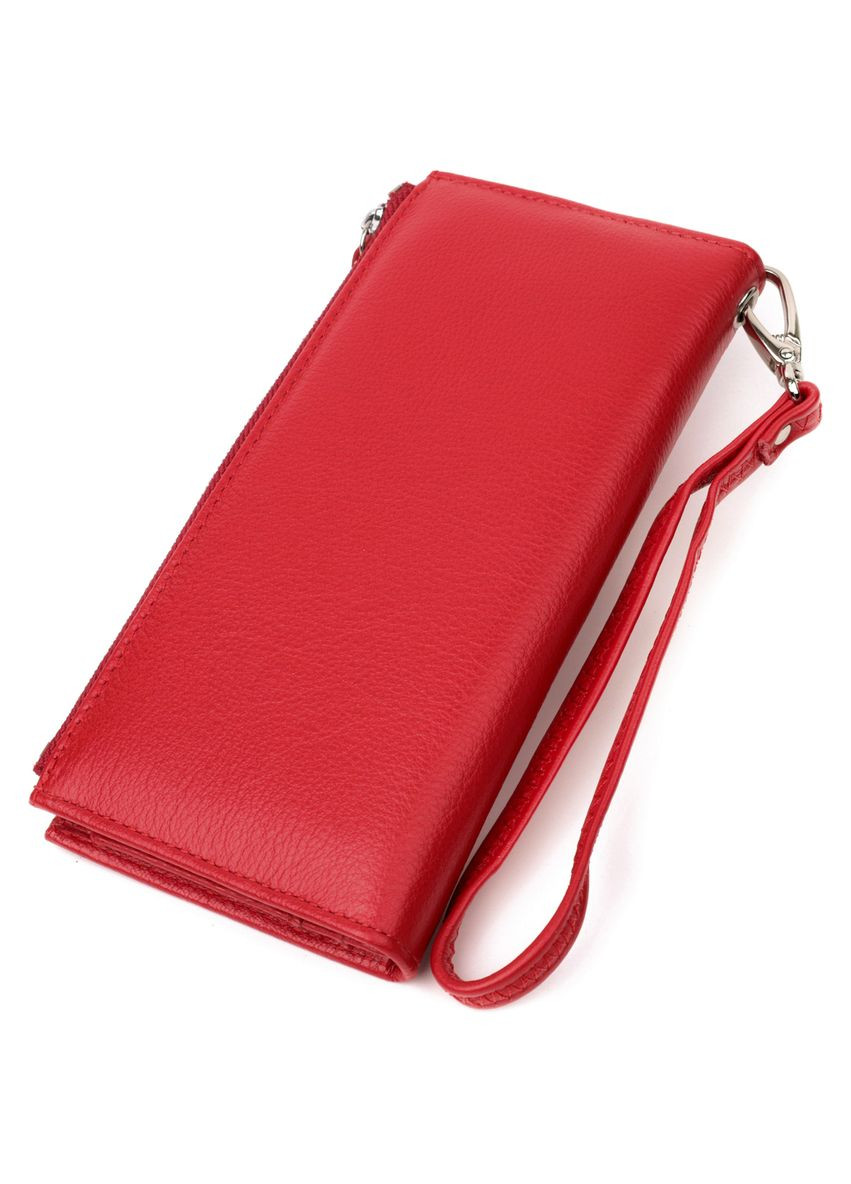 Жіночий вертикальний гаманець з натуральної шкіри червоний 9,5х19х2,5 см 22536 st leather (329195154)