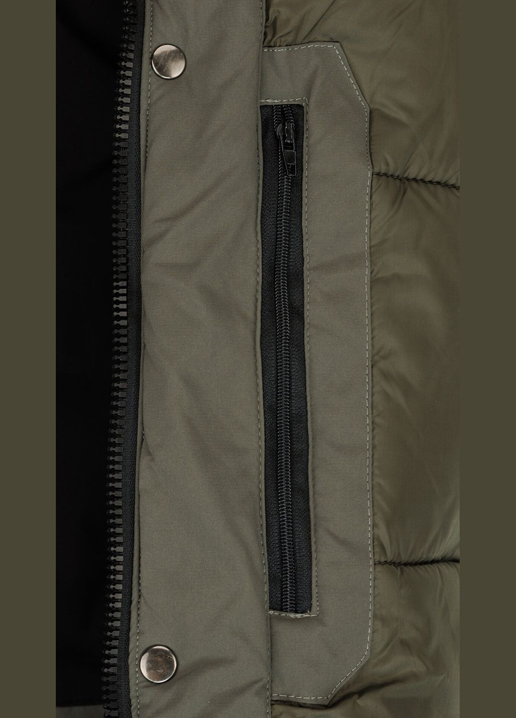 Комбинированная зимняя куртка однотонная мужская 9910 оливково-черный shop (2000999148323) Demos