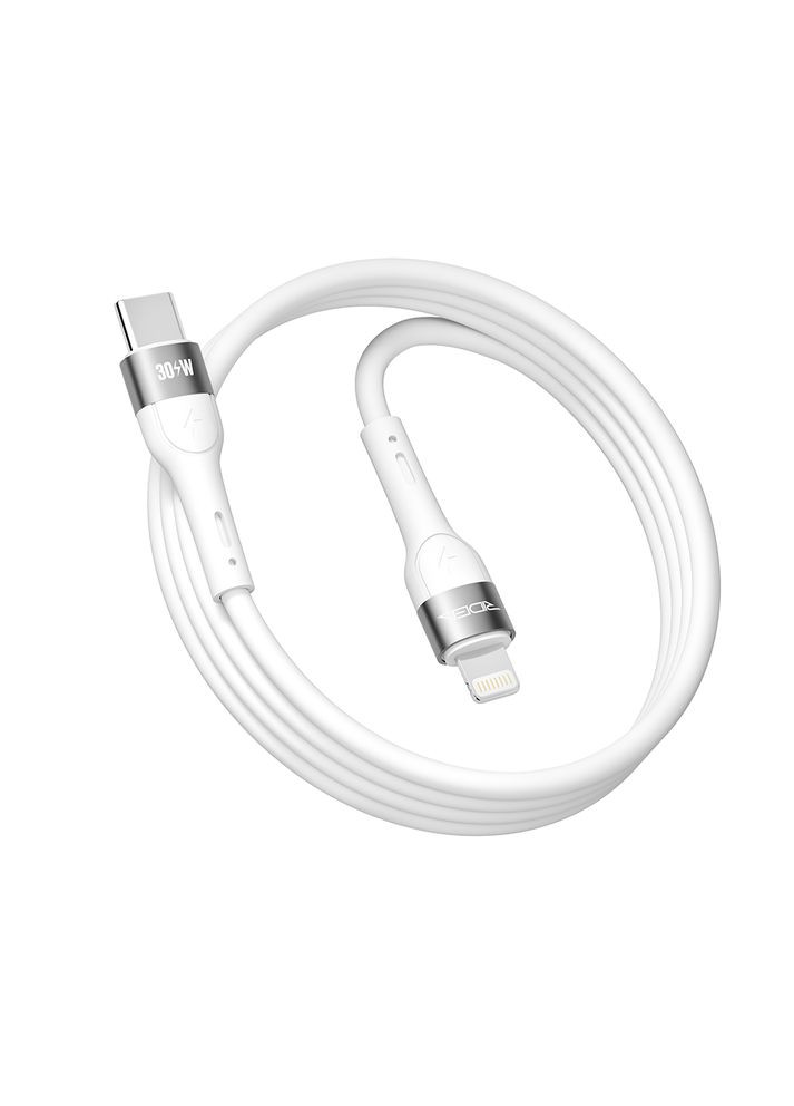 Кабель USB RC-XS51 X-Silicone Type-C to Lightning 30W 1.2m Бiлий Ridea (337994160)