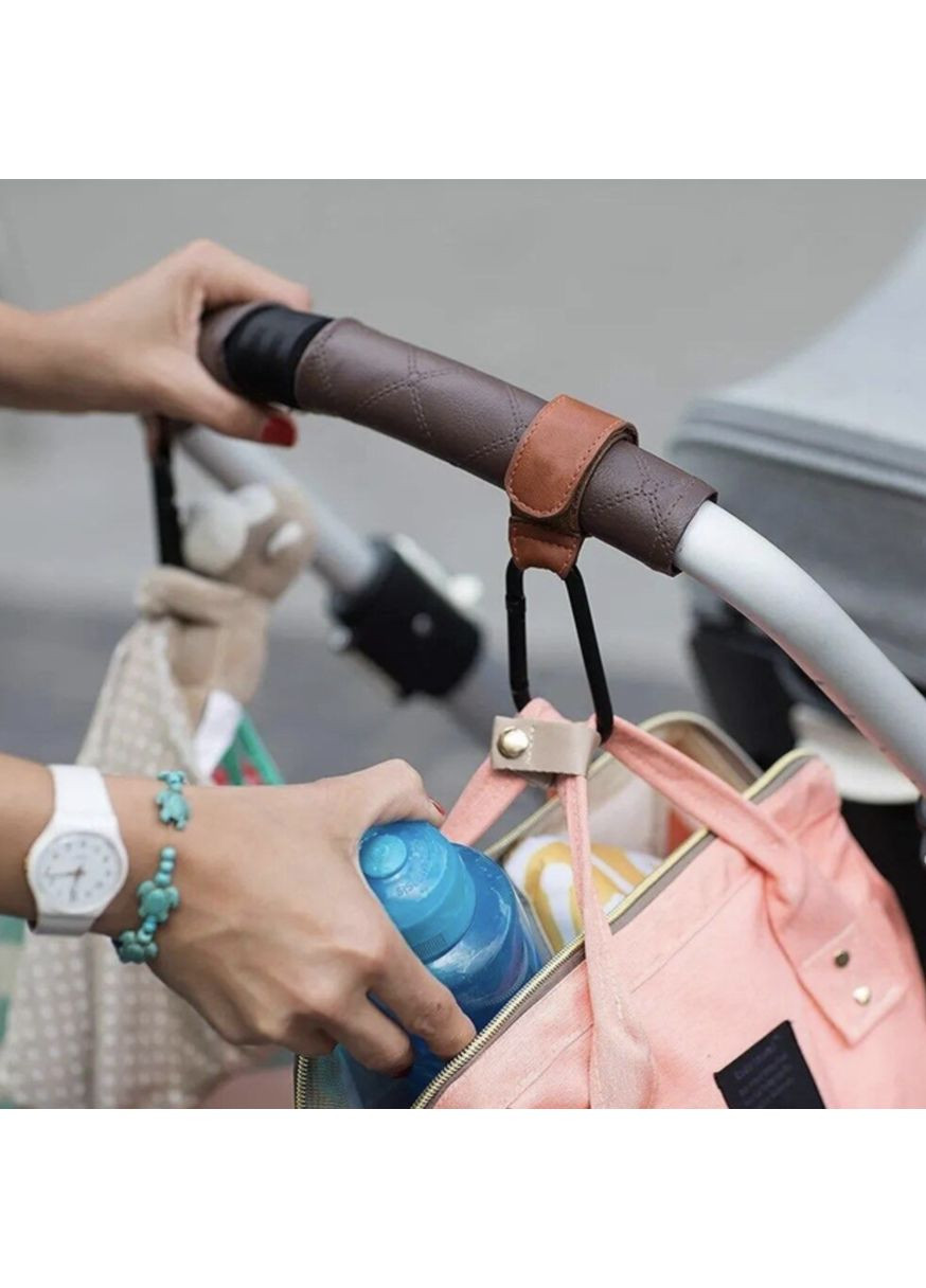 Крючок-карабин для коляски и автокресла с креплением на липучке 1 шт Коричневый Lencent (354821998)