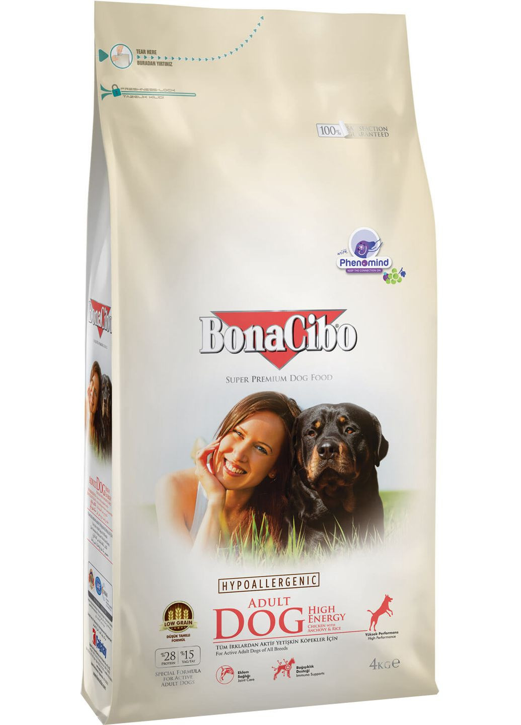 Сухий корм для собак Adult Dog High Energy Chicken&Rice with Anchovy з м'ясом курки, анчоусами та рисом 4 кг (BC406175) BonaCibo (316226912)