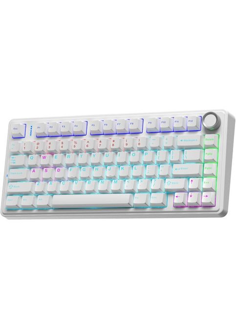 Клавіатура F75, White, USB, механічна (перемикачі KRGD Red), RGB підсвічування, 80 кнопок, 1.8 м, EN/UA (6948391203225) Aula (363832576)