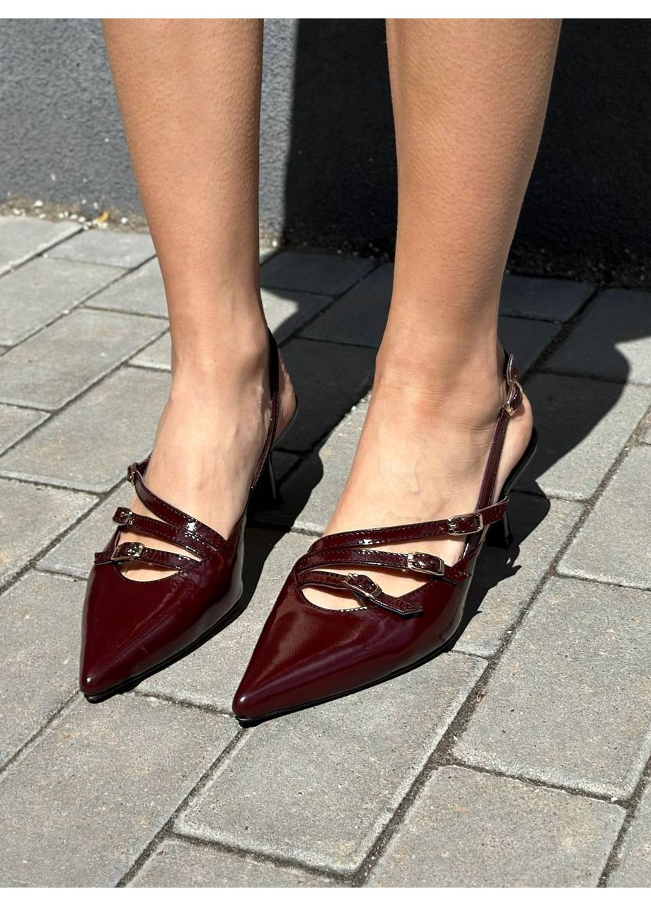 No Brand Туфлі жіночі шкіра лакована темно-бордовий з, — (349835179)