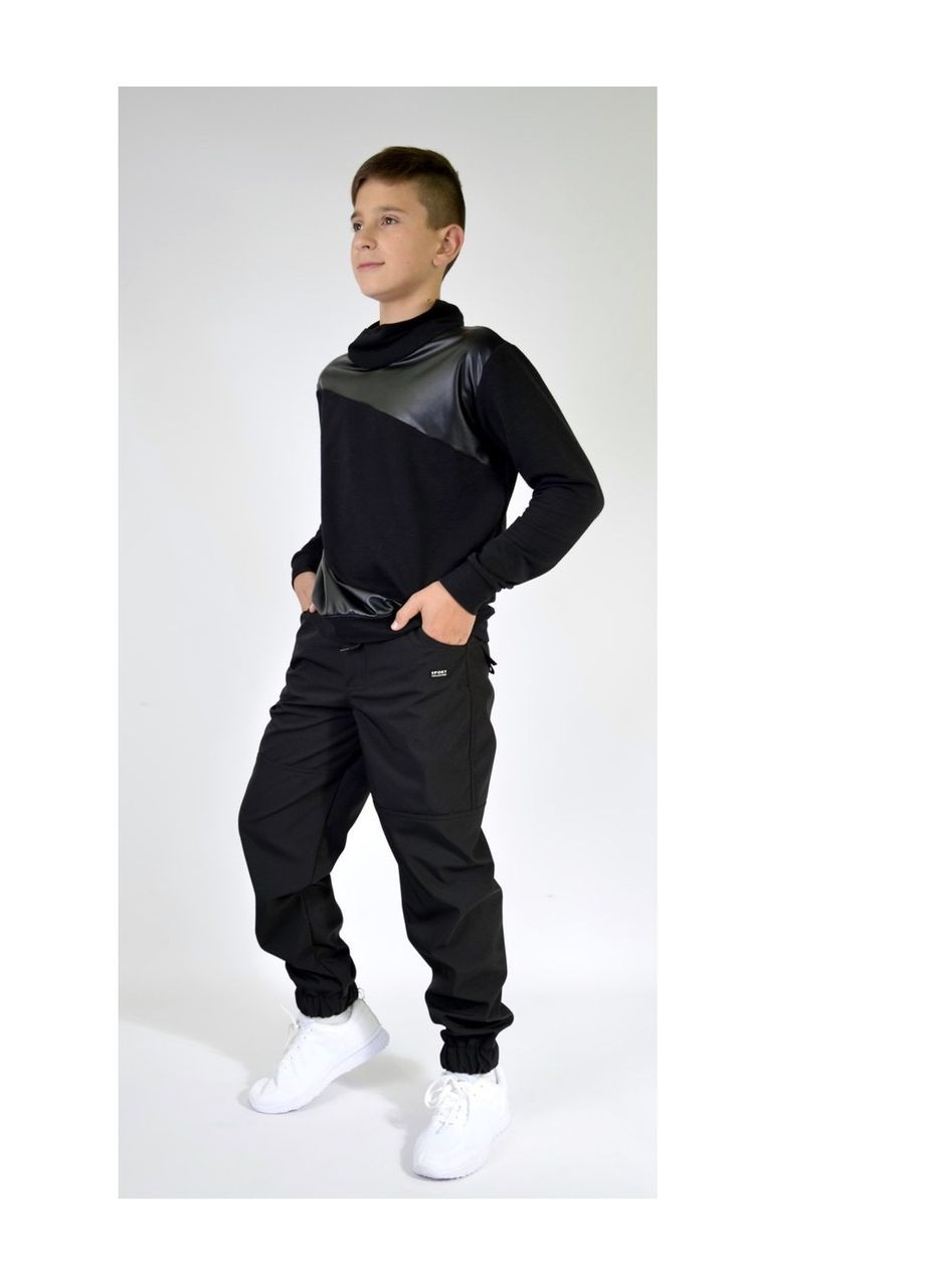 Штани джогери дитячі для хлопчика водонепроникні на флісі, софт-шелл Polin Line штани (299669962)