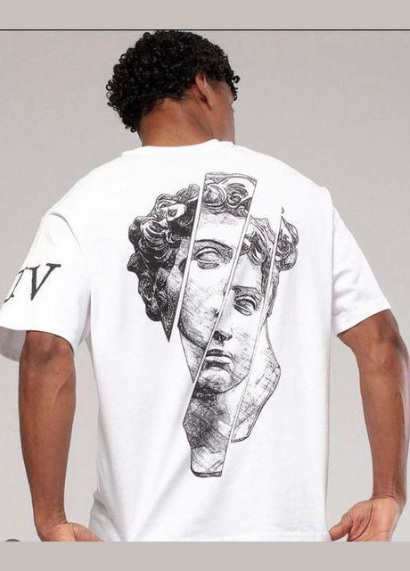 Біла футболка чоловіча с принтом біла 2664088962 No Brand