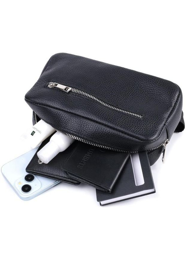 Сумка на пояс через плечо мужская для телефона и для документов кожаная маленькая сумочка Черный 35948 Shvigel (337671217)