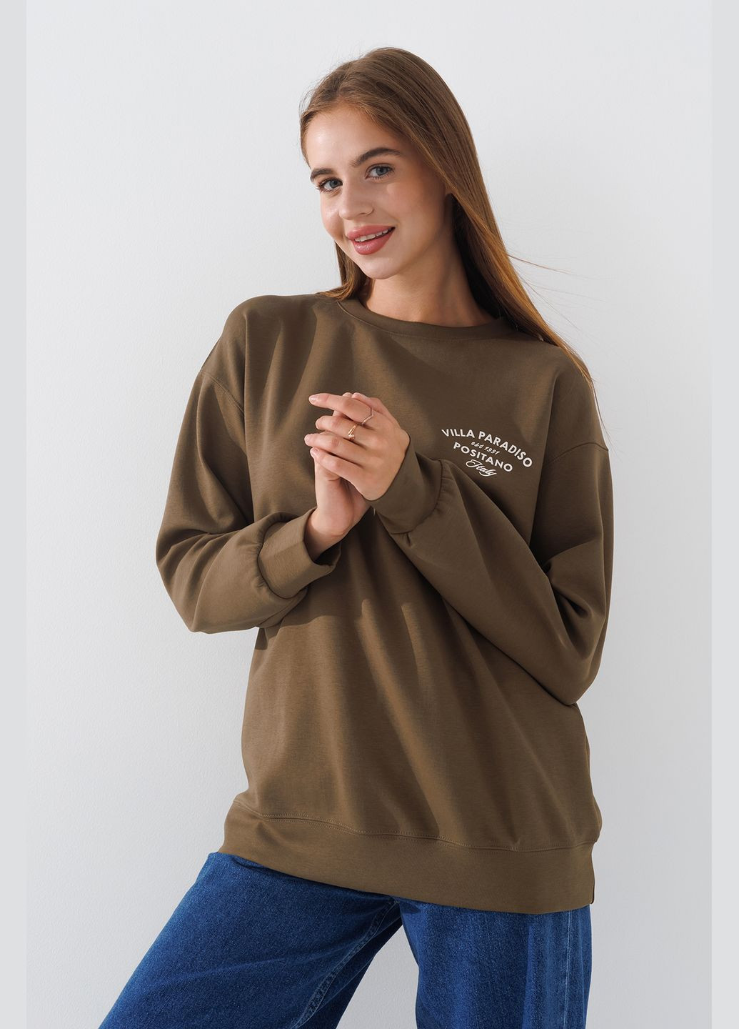 Хаки свитшот с принтом женский 24-07sp (2000990545916d) shop (2000990545916) On me (316002647)