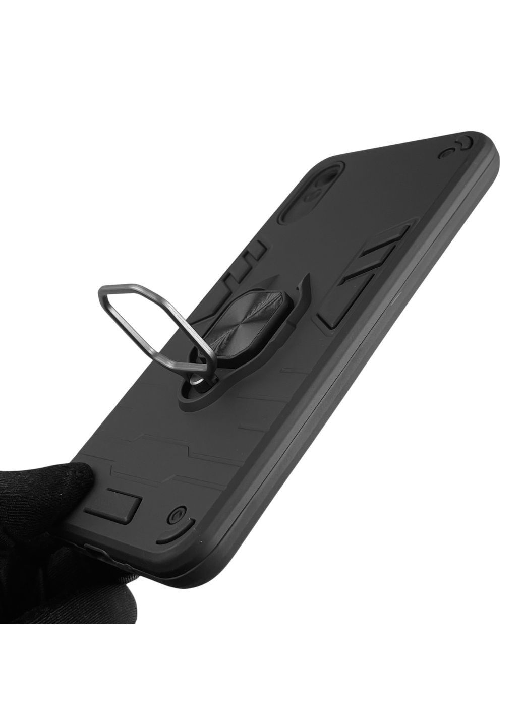 Чехол для телефона Redmi 9A бронированный с магнитным кольцом-держателем на сяоми редми 9а чёрный Xiaomi (366236622)