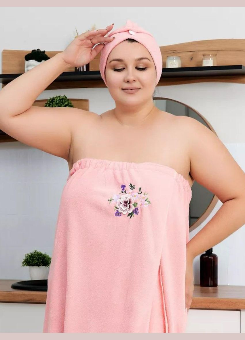 Набор для сауны полотенце-халат из микрофибры 80х140 Розовый (П4К-novo-f-sauna-006) No Brand (323161127)