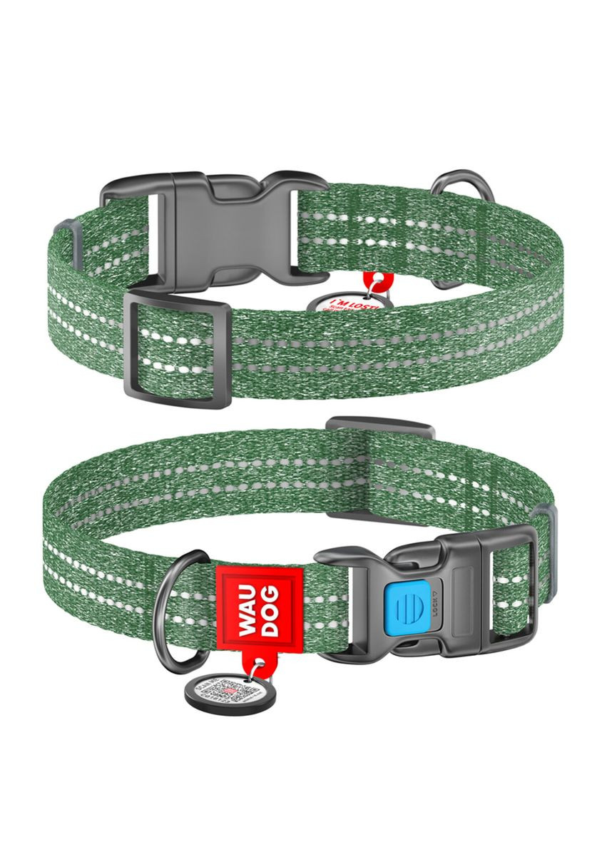 Ошейник Re-cotton с QR паспортом (ширина 15 мм, длина 25-35 см) зеленый WAUDOG (322642870)