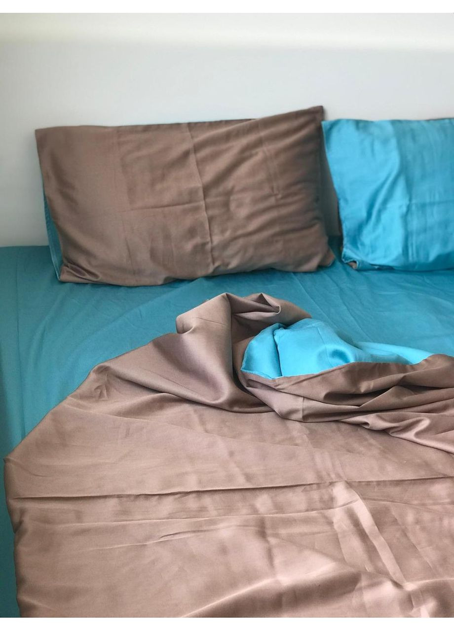 Постельное белье Карамель + бирюза, сатин PREMIUM Двуспальный размер, наволочки 50/70 No Brand (364218784)