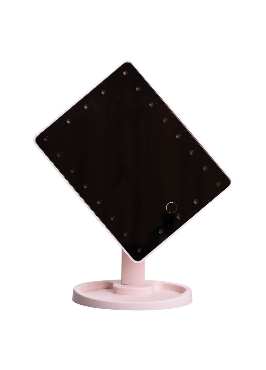 Настольное зеркало с подсветкой 22 LED для макияжа 21х16 см прямоугольное на ножке USB Розовое Yiwu (325922713)