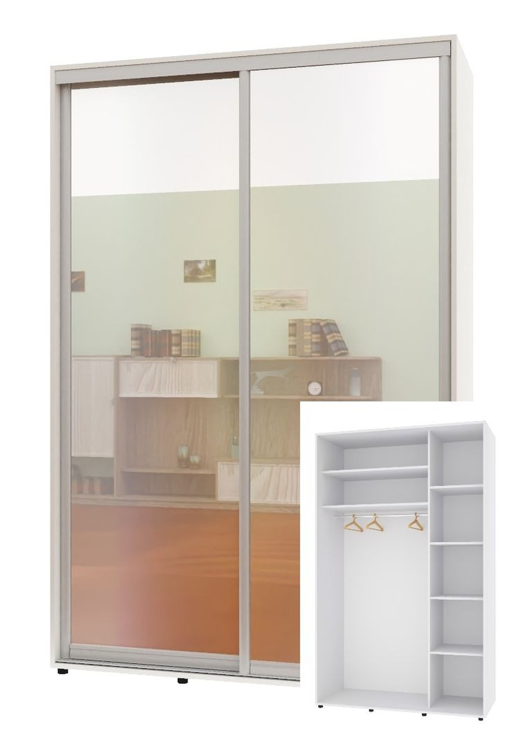 Шкаф-купе двухдверный Комфорт Мебель 160*60*210 см Белый 2 двери Зеркало Стандарт Комфорт Меблі (360472398)
