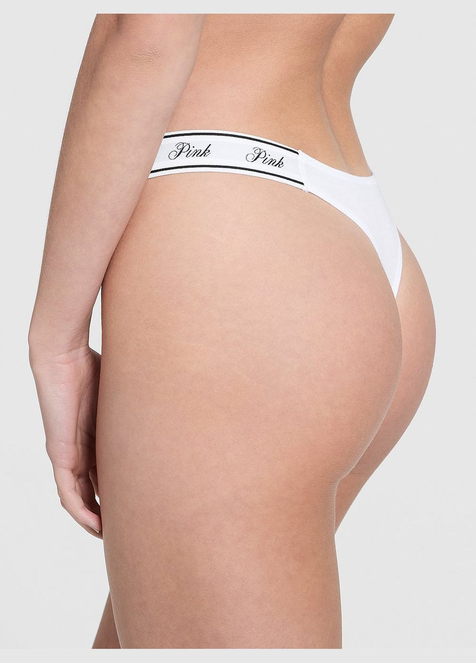 Жіночі трусики Стрінги Victoria's Secret Logo Cotton Shine High-Leg Thong Panty (334863920)