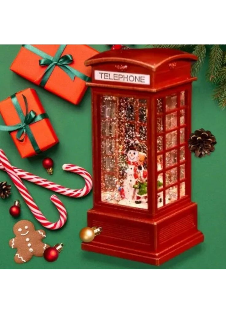 Ночник Телефонная будка WDL-2102B с праздничной подсветкой и музыкальным сопровождением (2104618706) No Brand (362209715)