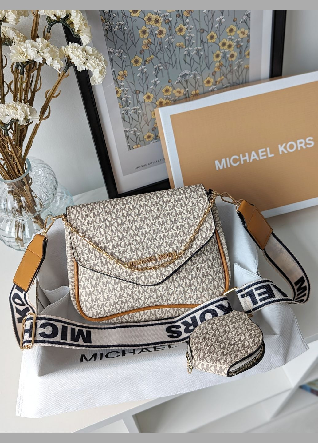 Сумка кросс боди 2 в 1 молочный+беж. No Brand (332483547)