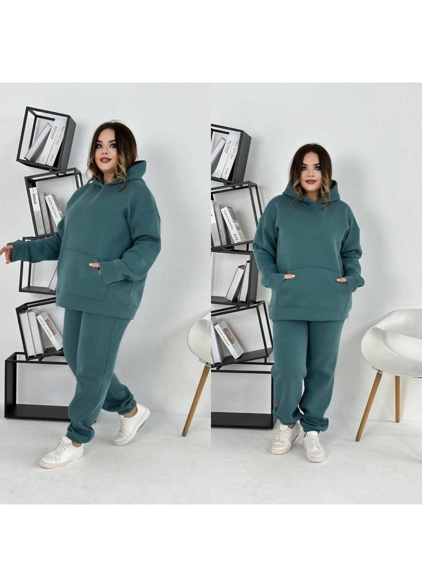 Костюм двойка тринитка на флисе,брюки и кофта с капюшоном и карманами. Україна (361021956)