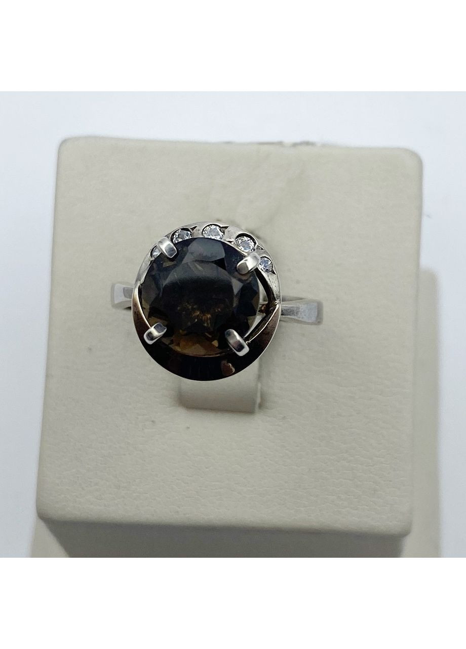 Каблучка срібна із золотою пластиною і раухтопазом 19 4,41 г No Brand (370142627)