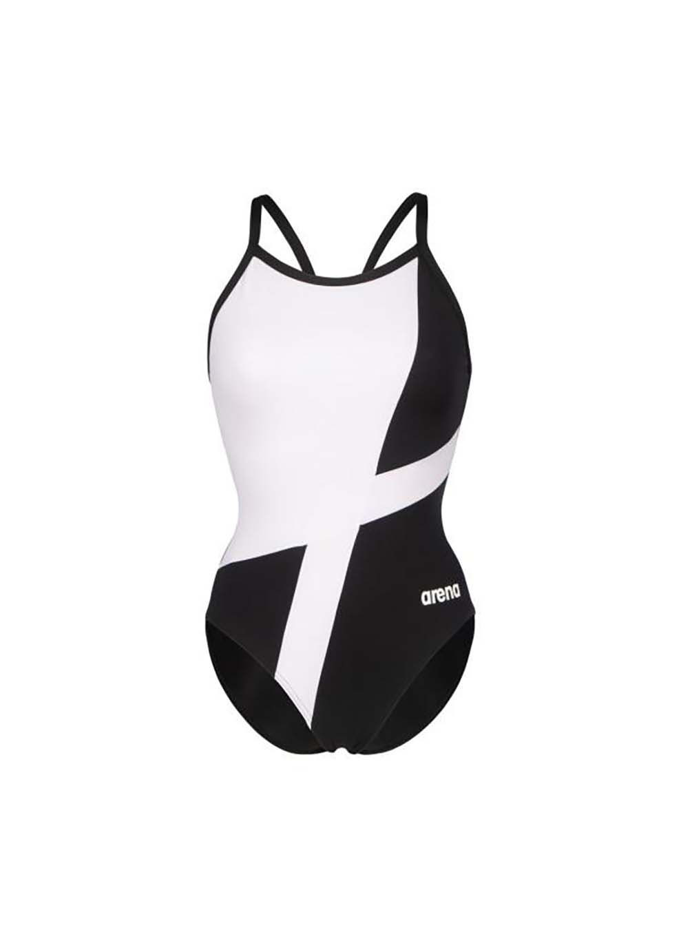 Комбинированный демисезонный женский купальник diamond swimsuit lightdrop bac черный, белый Arena