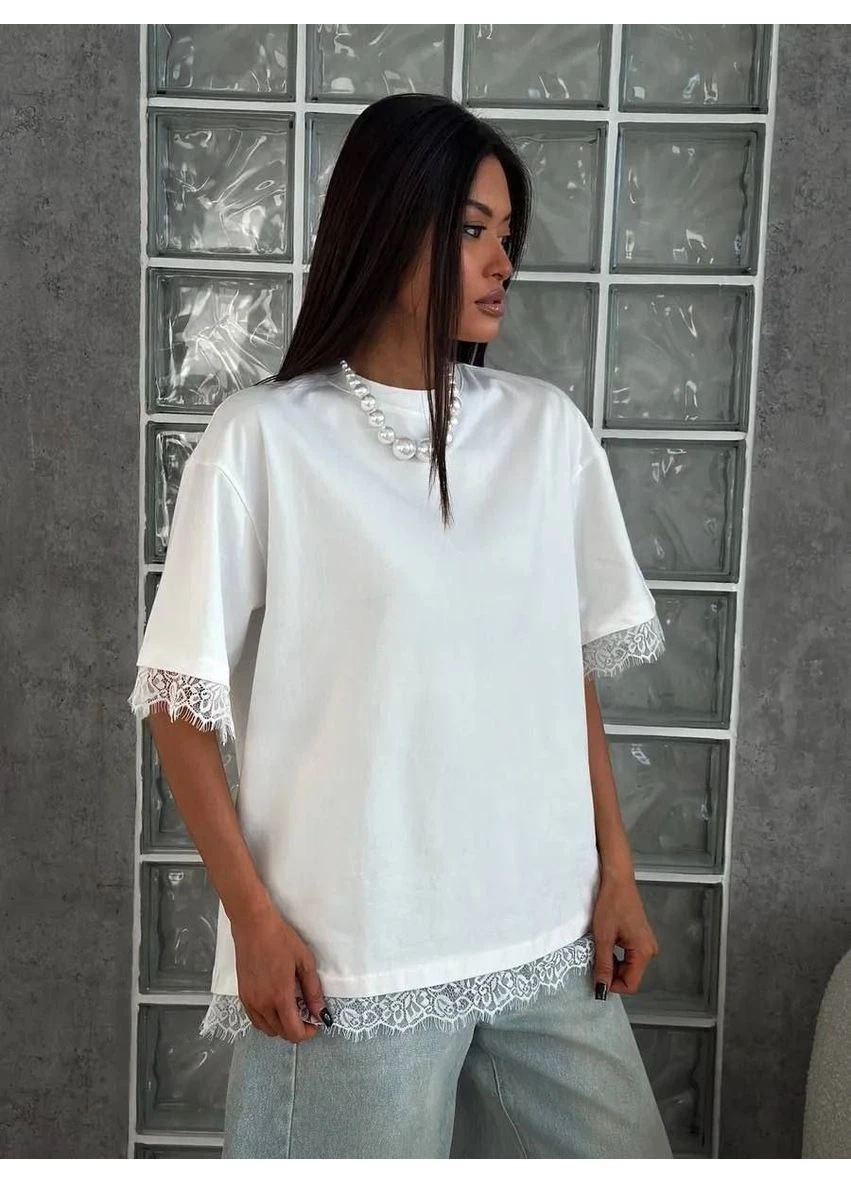 Футболка з мереживом No Brand - (389414471)