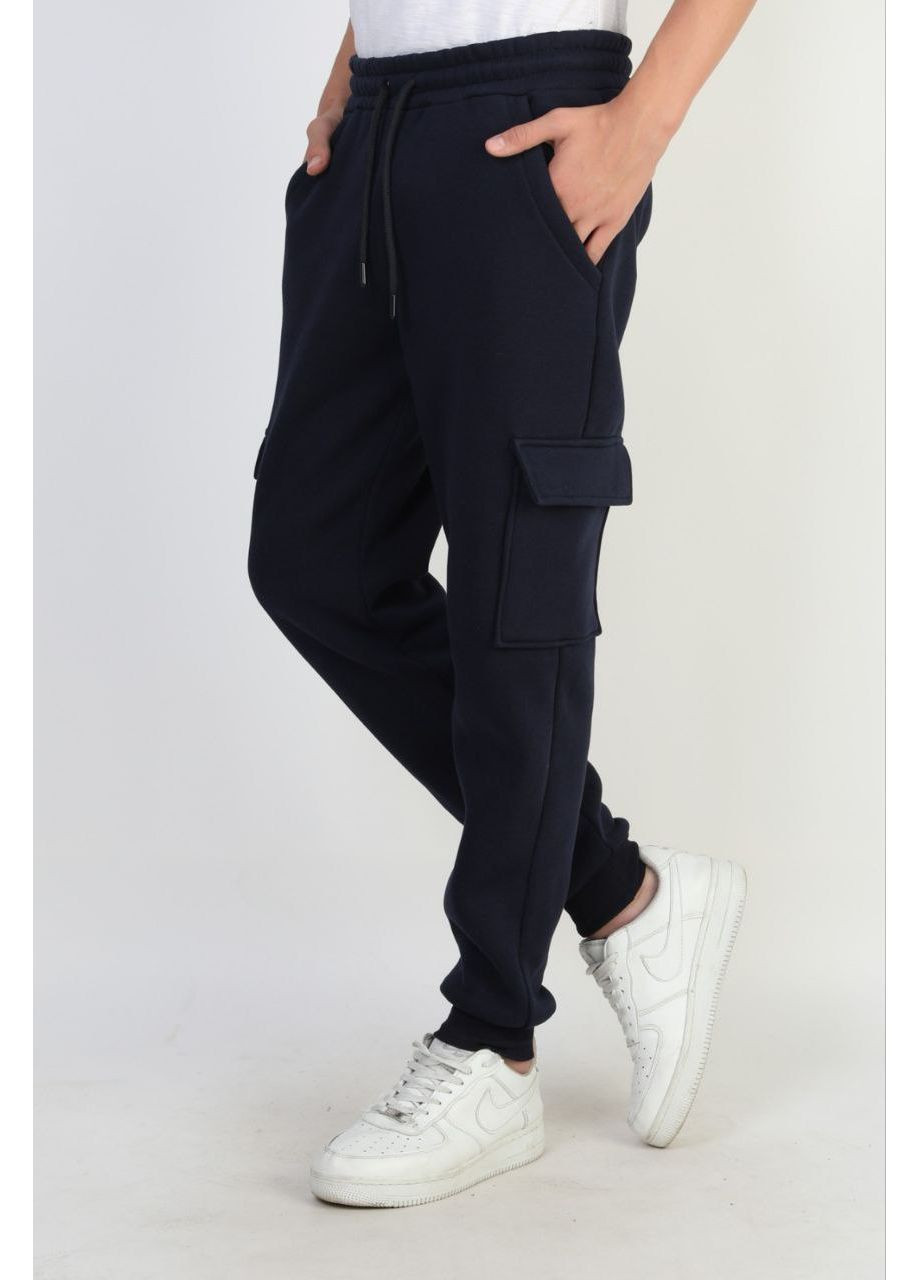 Темно-синие спортивные, повседневный зимние брюки джоггеры No Brand