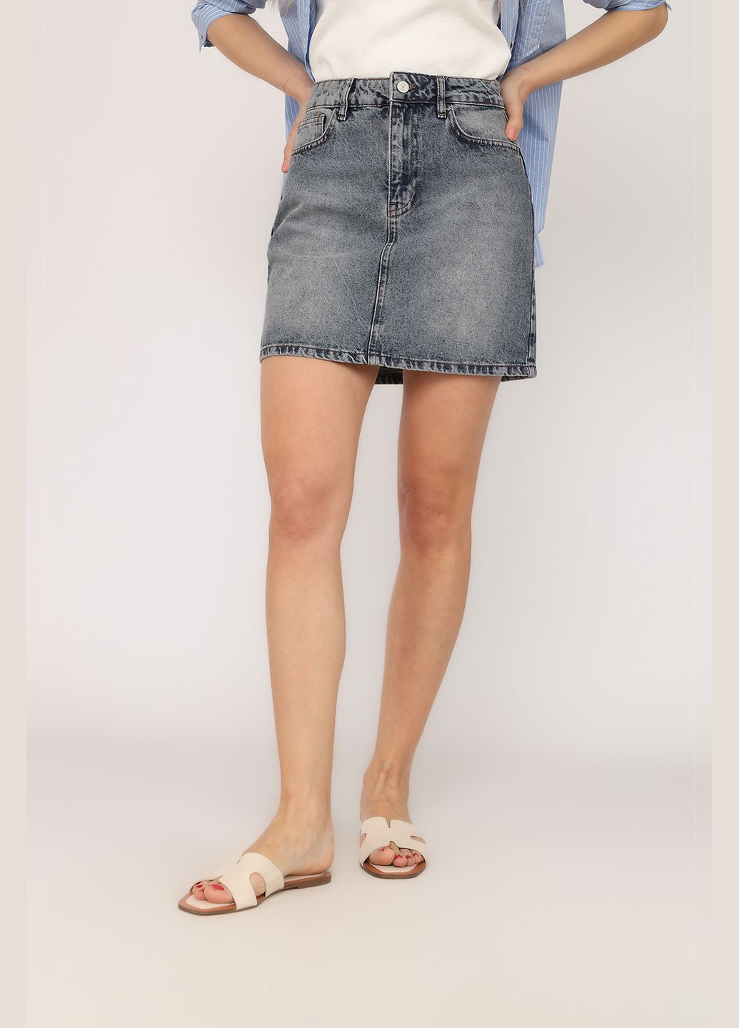 Синяя юбка трапеция, женская цвет синий cb-00272543 Best Jeans