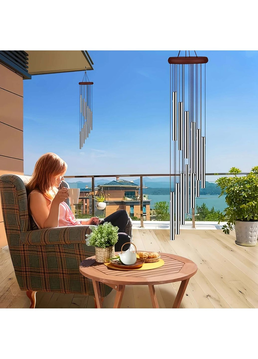 Декоративный деревянный подвесной колокольчик подвеска на дверь ловец ветра с металлическими трубками 12 труб Yu Xin (341724410)