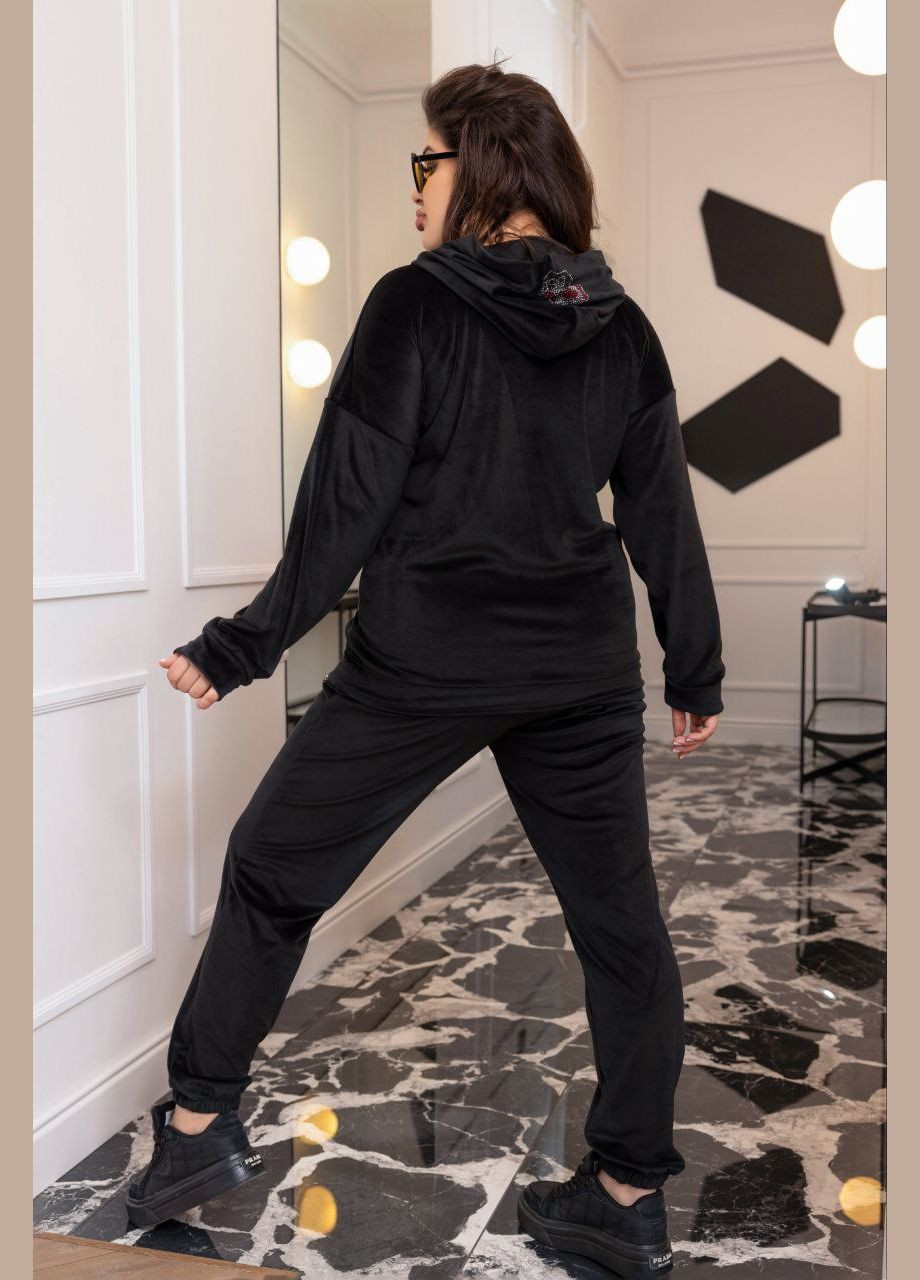 Женский велюровый костюм цвет черный р.50/52 451303 New Trend (282930630)