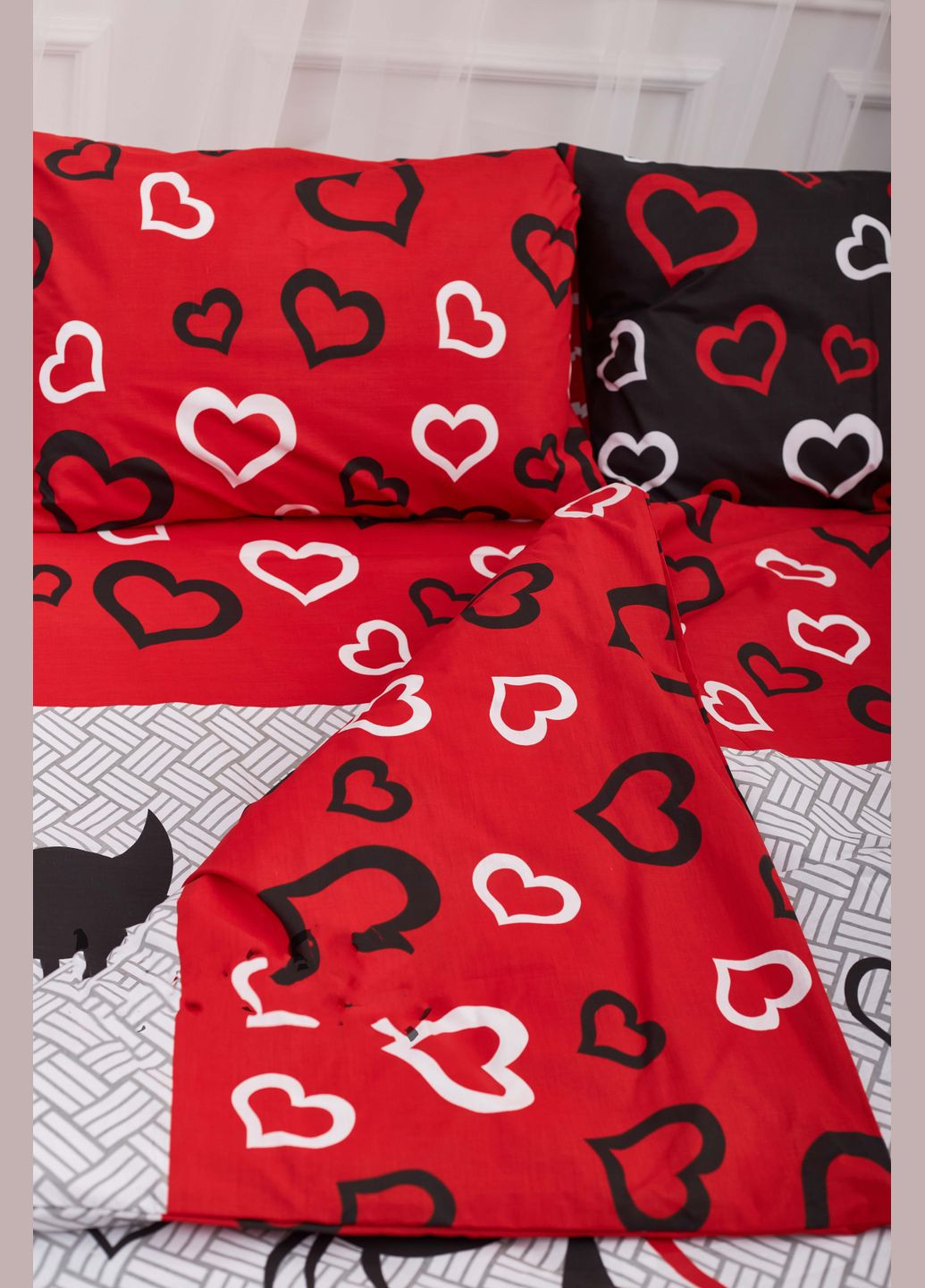 Комплект постельного белья двуспальный 175х210 наволочки 4х50х70 Бязь Gold Люкс (MS-820001156) Moon&Star Love Cats (285717612)