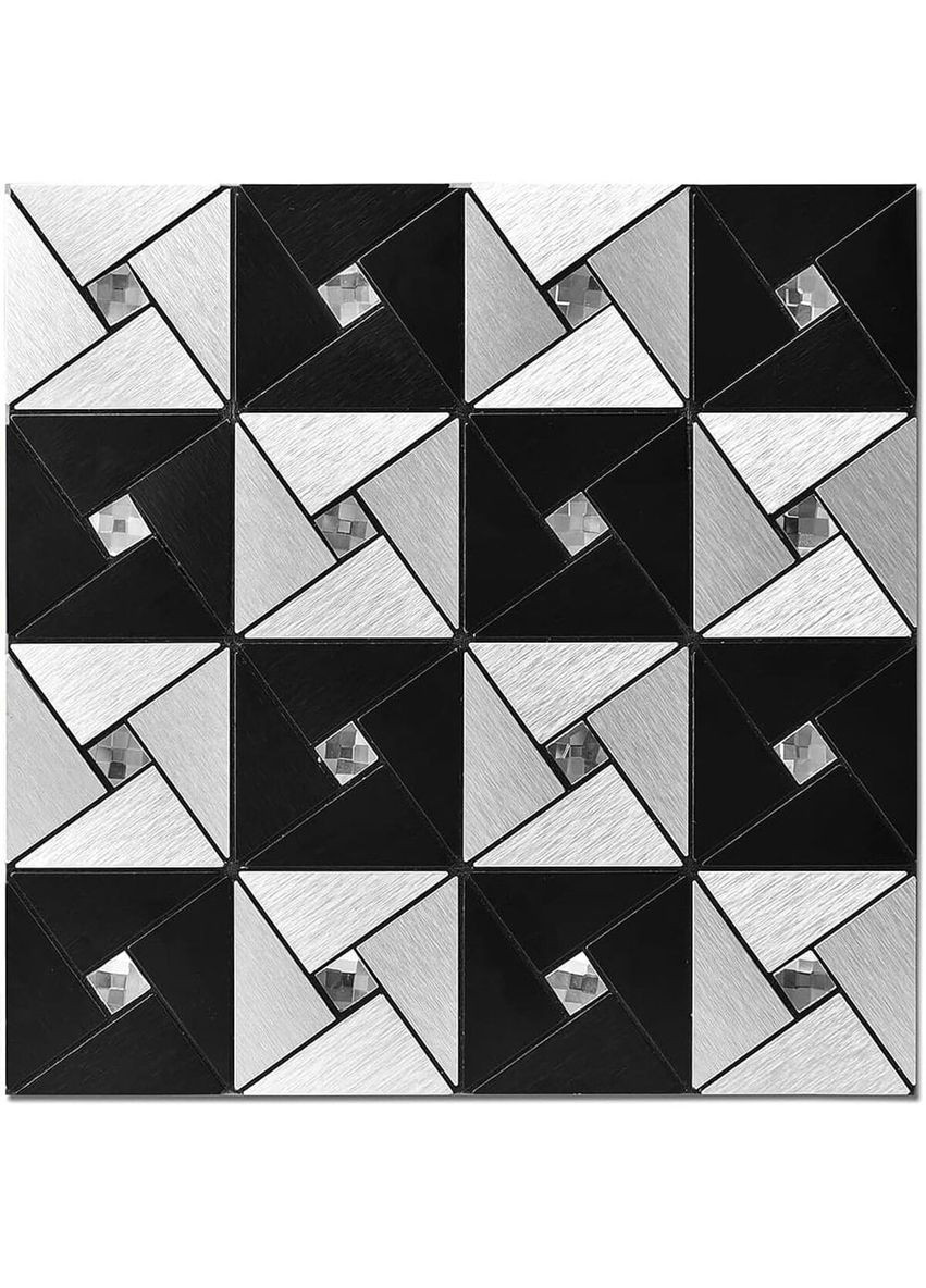Самоклеюча алюмінієва плитка чорно-срібна зі стразами 300х300х3мм SW-00001773 (D) Sticker Wall (292564551)