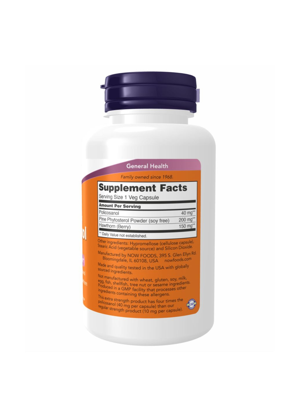 Полікозанол для нормалізації холестерину 40 мг 90 капсул веганський Now Foods (367958424)