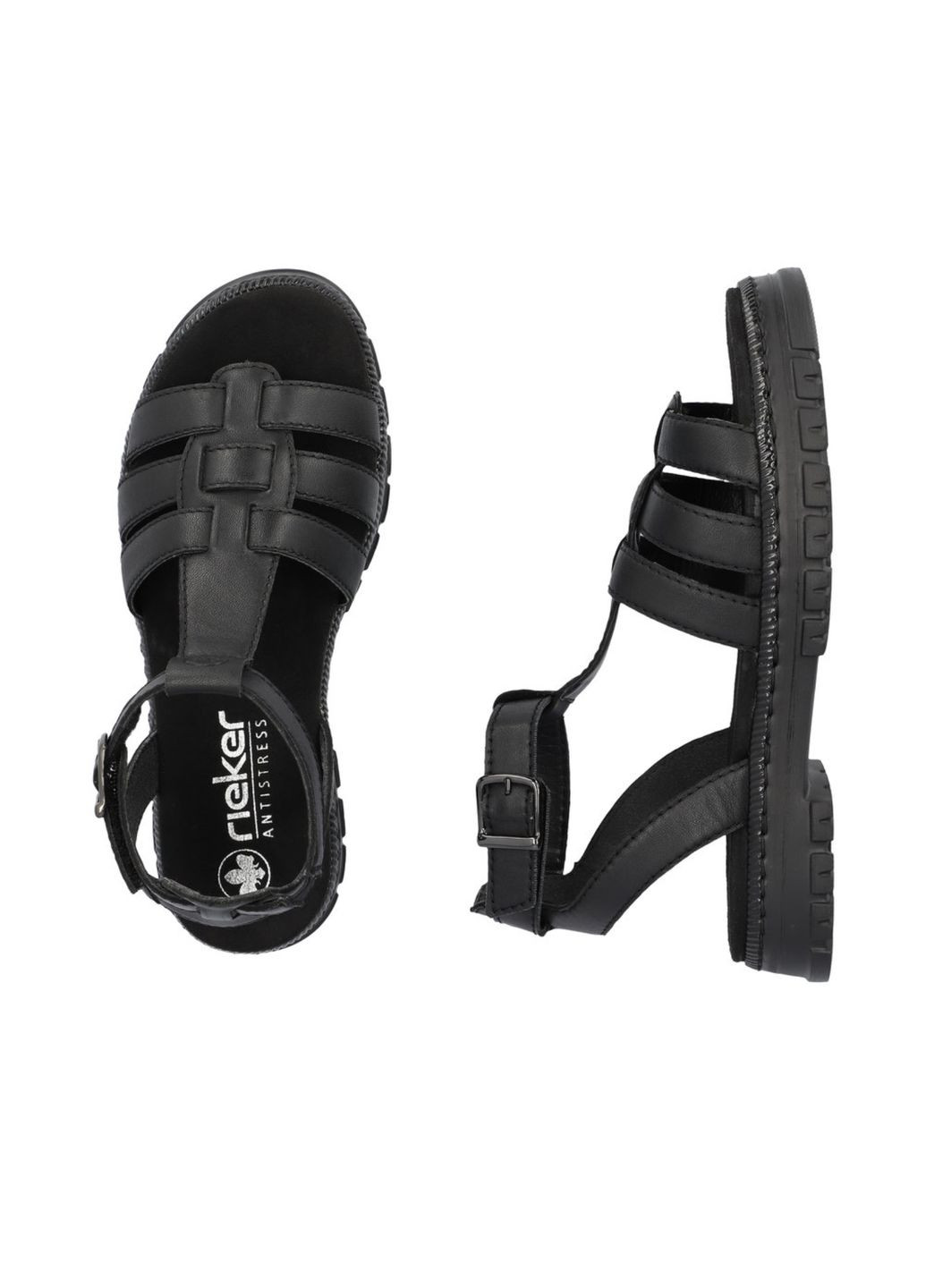 Черные босоножки (р) кожа 0-1-1-v-4255-00 Rieker с ремешком