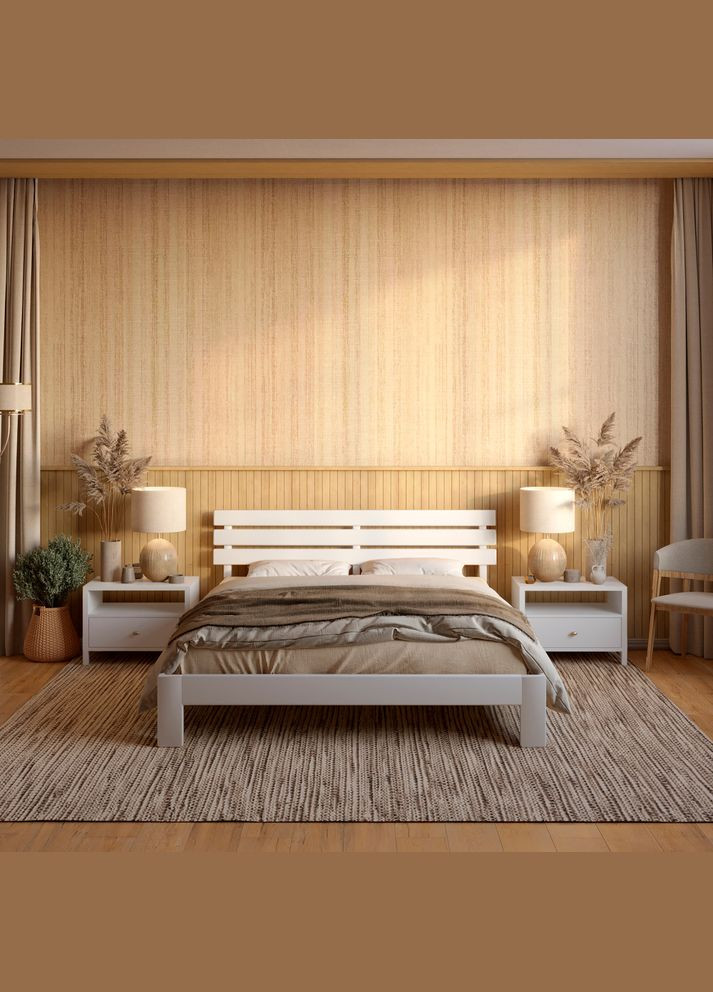 Двуспальная деревянная кровать Новара (RAL9003) 160х200 см (MBG-4226) Mebigrand (368282764)