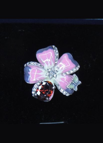 Элегантное женское кольцо розовый фиолетовый цветок с красным фианитом размер 19 Fashion Jewelry (285110633)