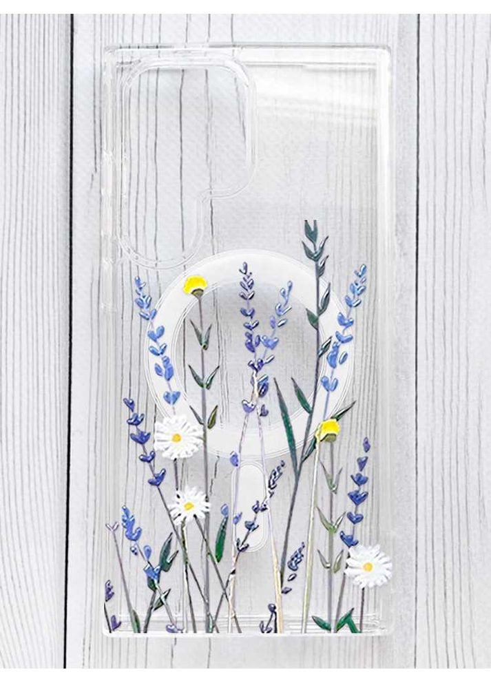 Магнитный чехол на Samsung Galaxy S24 Ultra с поддержкой MagSafe Полевые цветы (принт 270) Silicone Case (356123279)