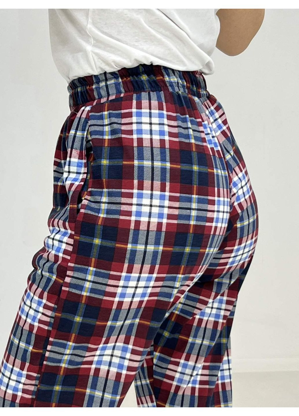 Жіночі домашні штани клітинка Pars 60-62 Сині (40342141-4) Triko (323159089)