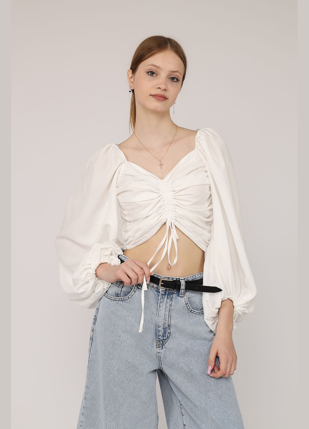 Белая блуза женская цвет белый cb-00276506 Reyon